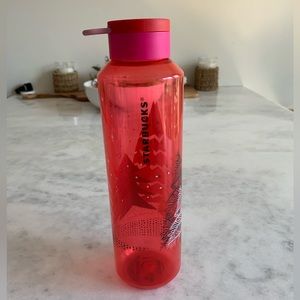 Starbucks Christmas Holiday 2021 Pink Tree Plastic Water Bottle 24 oz